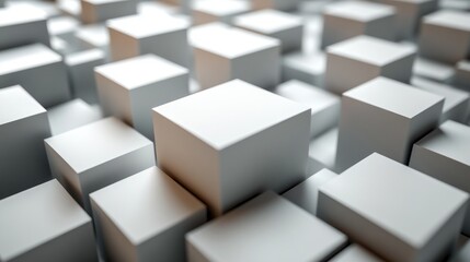 Obraz premium Minimalist White Geometric Pattern Background with 3D Cubes and Soft Lighting