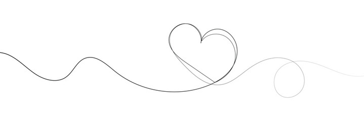 Obraz premium Heart line scribble style decoration element vector illustration. Hand drawn linear love heart design .