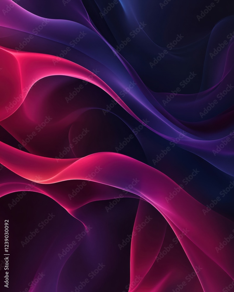 Poster abstract flowing waves of pink and purple light creating a dynamic and modern background