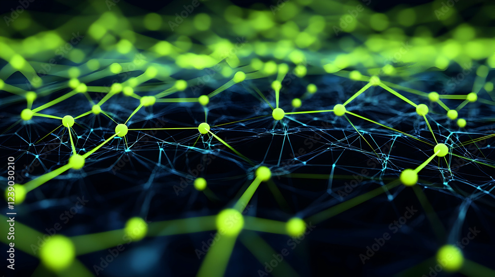 Canvas Prints a 3d neon web in chartreuse and abyss black, interconnected and glowing