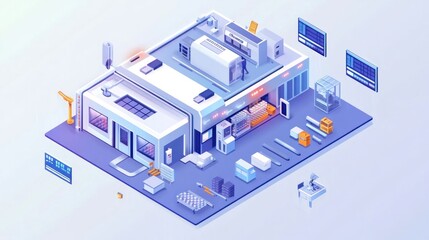 Obraz premium Automated Warehouse Modern Factory System Production