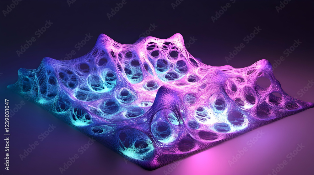 Wall mural a 3d quantum lattice in titanium mauve and spectral teal, glowing with energy