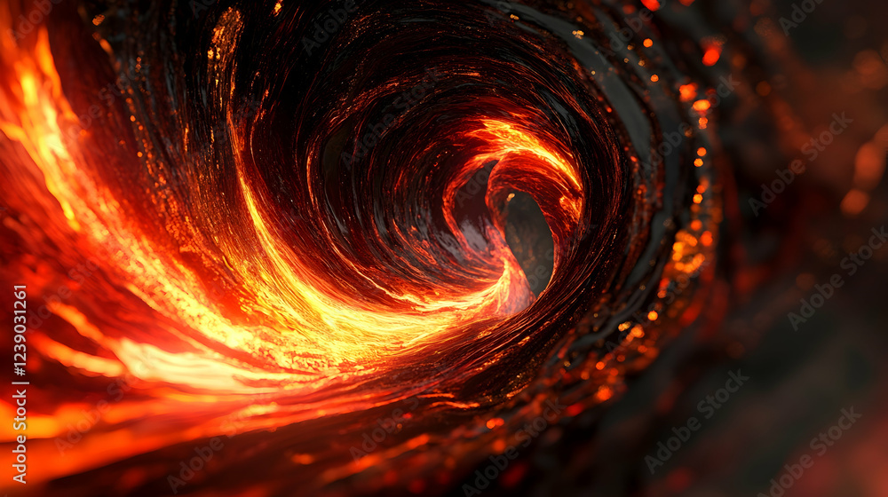 Canvas Prints a 3d vortex of molten lava in crimson and obsidian, dynamic and fiery