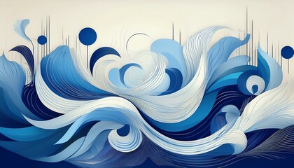 blue and white digital shapes by generative ai