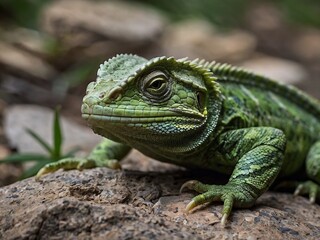 Fototapeta premium Close-Up Portrait of a Common Basilisk Lizard in its Natural Tropical Habitat