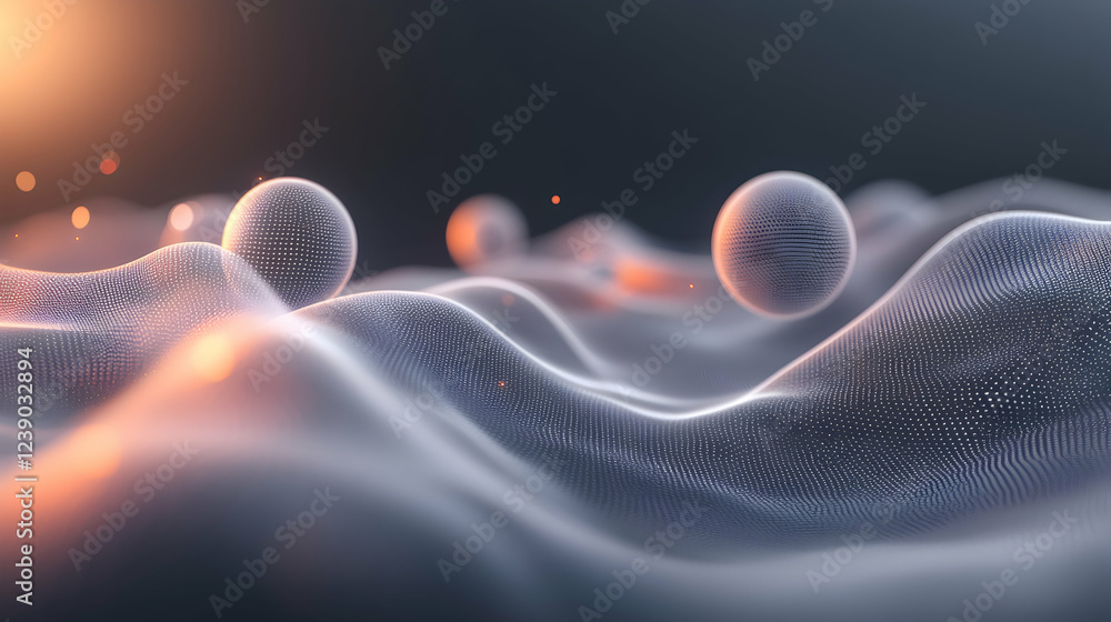 Aufkleber a dreamy 3d abstract composition with a dark gray background, illuminated by a soft light gradient a