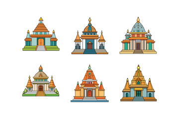 "Set of Temple Vector Illustration – Sacred Architecture"

