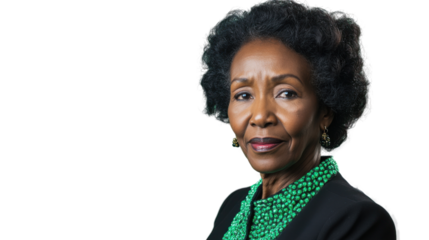 Confident senior businesswoman smiling on transparent background