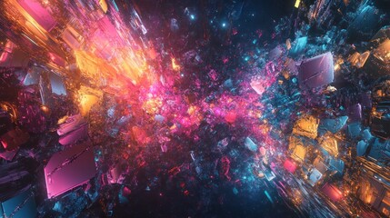 Colorful Abstract Cubes Exploding, Digital Background Art, Possible Wallpaper