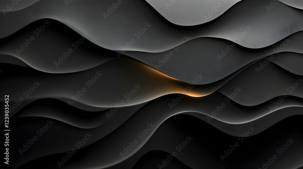 Poster a luxurious 3d abstract design with a dark gray backdrop, featuring a smooth light gradient and rich