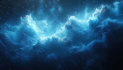 Fototapeta premium Deep Blue Teal Starry Night Sky Watercolor Cosmic Scene Abstract Illustration