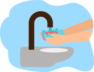 Hand cleaning use water and soap. Washing hands. A man holds soap in his hand under a stream of water. hygiene concept. handwashing