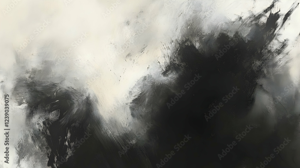 Canvas Prints abstract charcoal smudges in graphite and cream, moody and raw