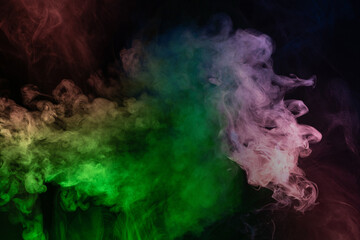 Blue and pink steam on a black background.