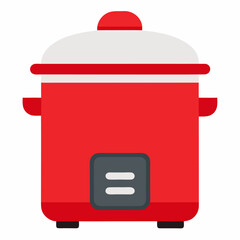 new stylish red rice cooker vector icon with white background