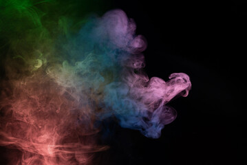 Green and pink steam on a black background.