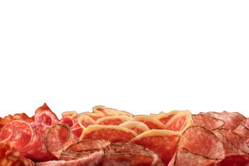 Different kinds of meat cuts on a board.