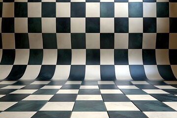 Abstract Checkerboard Pattern Floor And Wall