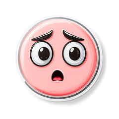 Fototapeta premium Surprised pink emoji character sticker with shocked expression for decoration