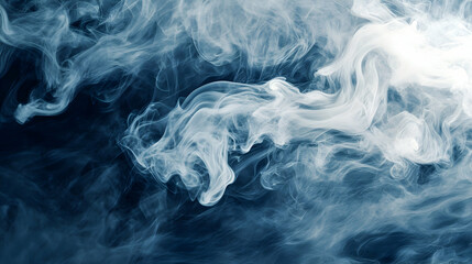 Abstract smoke wisps in slate blue and bone white, ethereal and wispy