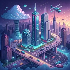 Surrealistic background with bizarre landscapes: floating islands in the sky, huge abstract sculptures, bright fairy-tale sky with two suns and unknown plants. Soft colors with unexpected contrasts.