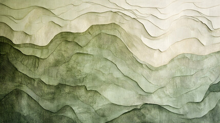 Abstract topographic lines in sage and parchment, earthy and precise