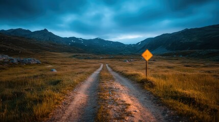 A tranquil dirt road leading through a stunning mountainous landscape, inviting travelers to explore the natural beauty and hidden treasures of the wilderness.
