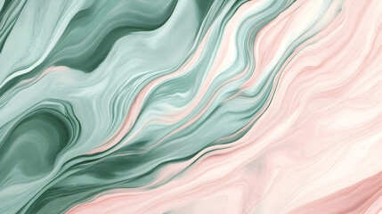 Minimalist marbled waves in sage green and dusty rose, smooth and calming