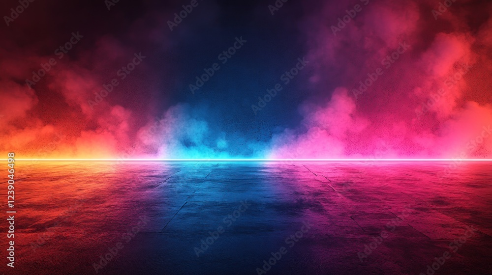 Poster futuristic abstract background with neon blue and pink color gradient and soft glowing edges