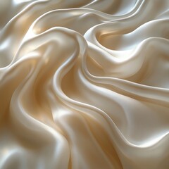 Abstract Close-Up of Flowing White Fabric with Curves and Folds in Minimalist Style