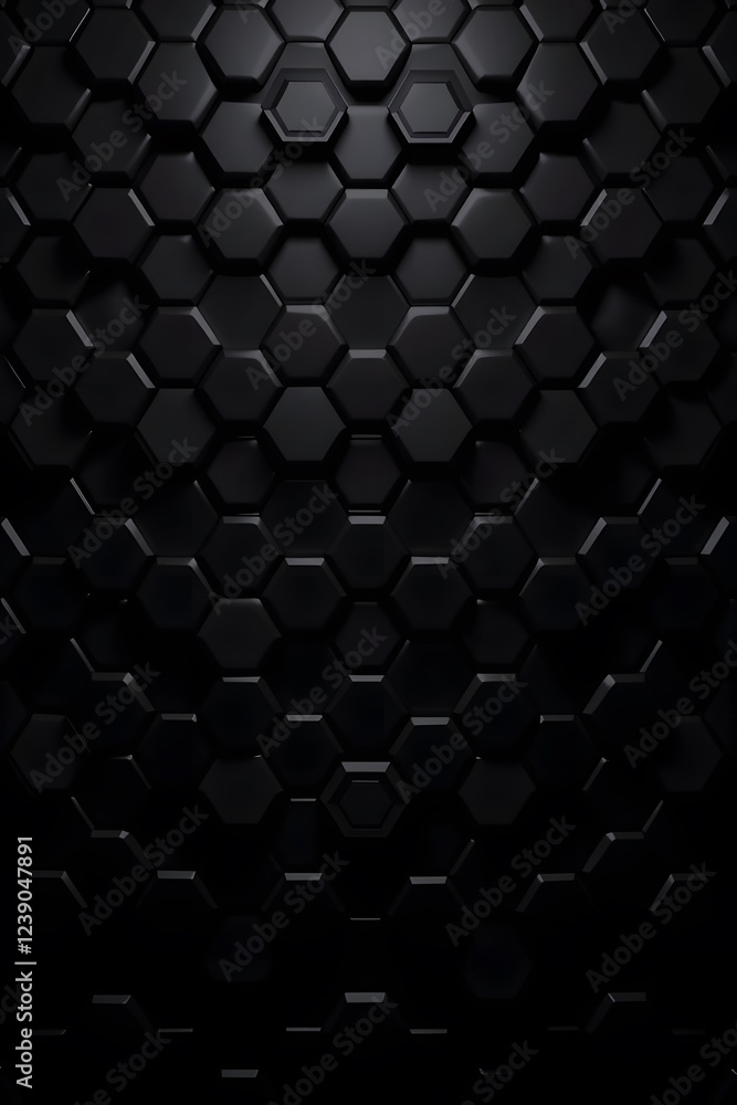 Poster geometric honeycomb pattern with black hexagonal tiles creating a modern 3d surface
