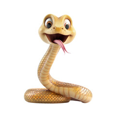 Fototapeta premium Friendly cartoon snake with big eyes and tongue sticking out smiling cheerfully