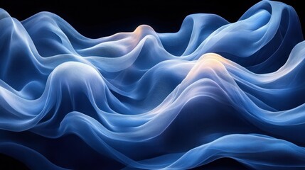 Obraz premium Abstract Blue Curves Neon Background Soft Light Minimal Futuristic Graphic Resource