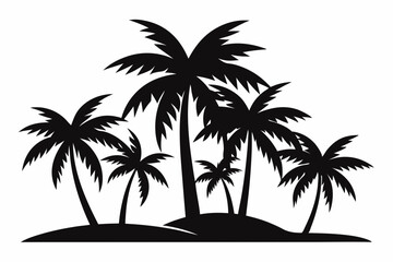 Tropical Palm Tree Silhouette Art, silhouette palm tree vector  illustration for t-shirt design 