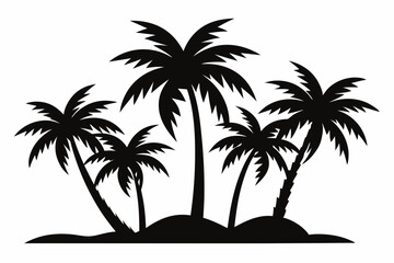 Tropical Palm Tree Silhouette Art, silhouette palm tree vector  illustration for t-shirt design 