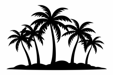 Tropical Palm Tree Silhouette Art, silhouette palm tree vector  illustration for t-shirt design 