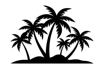 Tropical Palm Tree Silhouette Art, silhouette palm tree vector  illustration for t-shirt design 
