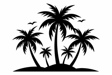 Tropical Palm Tree Silhouette Art, silhouette palm tree vector  illustration for t-shirt design 