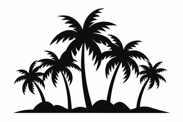 Tropical Palm Tree Silhouette Art, silhouette palm tree vector  illustration for t-shirt design 