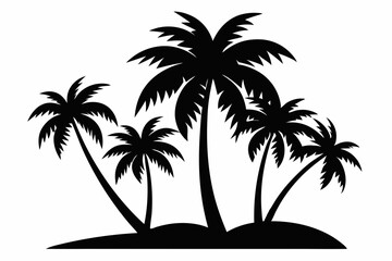 Tropical Palm Tree Silhouette Art, silhouette palm tree vector  illustration for t-shirt design 