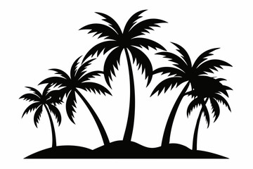Tropical Palm Tree Silhouette Art, silhouette palm tree vector  illustration for t-shirt design 