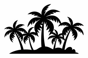Tropical Palm Tree Silhouette Art, silhouette palm tree vector  illustration for t-shirt design 