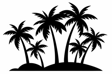 Fototapeta premium Tropical Palm Tree Silhouette Art, silhouette palm tree vector illustration for t-shirt design 