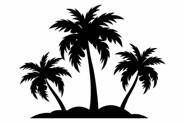 Tropical Palm Tree Silhouette Art, silhouette palm tree vector  illustration for t-shirt design 