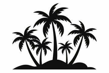Obraz premium Tropical Palm Tree Silhouette Art, silhouette palm tree vector illustration for t-shirt design 