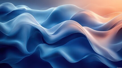 Obraz premium Abstract Blue Curves with Glowing Neon Light Modern Minimalist Artwork