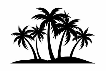 Tropical Palm Tree Silhouette Art, silhouette palm tree vector  illustration for t-shirt design 