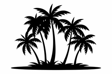 Tropical Palm Tree Silhouette Art, silhouette palm tree vector  illustration for t-shirt design 