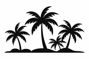 Tropical Palm Tree Silhouette Art, silhouette palm tree vector  illustration for t-shirt design 