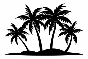 Tropical Palm Tree Silhouette Art, silhouette palm tree vector  illustration for t-shirt design 